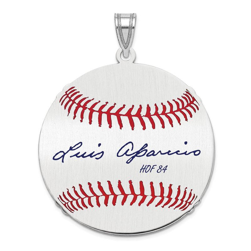 Sterling Silver Luis Aparicio Signature Lg Enamel Baseball Pendant